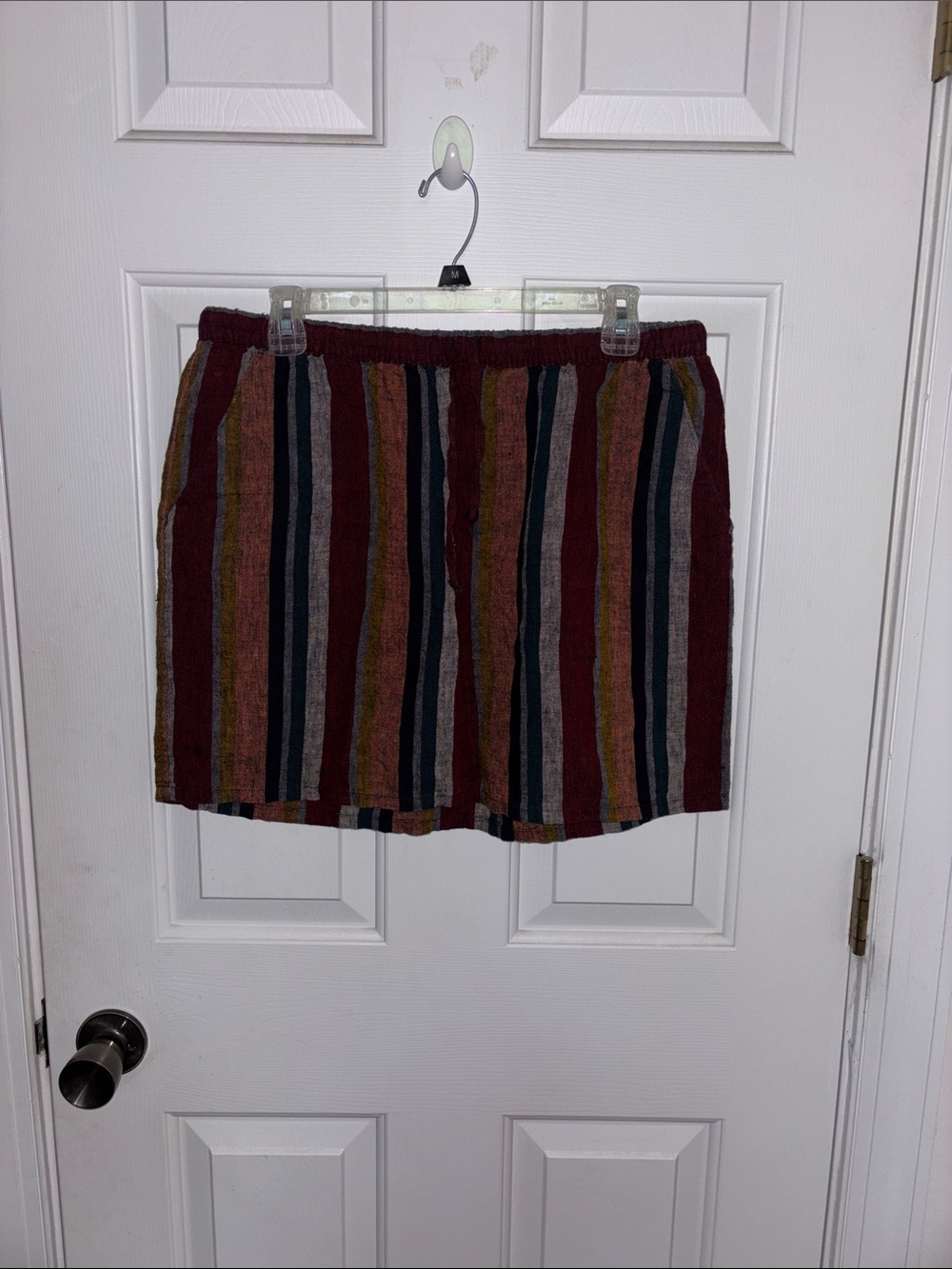 Garnet Hill Essential Linen Pull On Mini Skirt Harvest Stripe Coastal